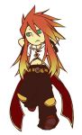  1boy chibi frown long_hair luke_fon_fabre male midriff navel red_hair redhead solo tales_of_(series) tales_of_the_abyss 