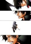  2boys black_hair bow brother brothers freckles hat jewelry kara_(acluf-0156) male multiple_boys muscle necklace one_piece pirate pole portgas_d_ace running sabo_(one_piece) set siblings simple_background standing time_paradox top_hat white_background 