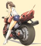  brown_hair green_eyes highres motor_vehicle motorcycle naonao77 perspective riding short_hair tsujimoto_natsumi vehicle you&#039;re_under_arrest you're_under_arrest 