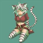  black_hair green_eyes kuromiya multicolored_hair original tail thigh-highs thighhighs two-tone_hair white_hair 