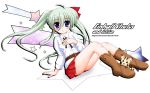  asteion blue_eyes blush boots cat character_name einhart_stratos flipper green_hair heterochromia lyrical_nanoha mahou_shoujo_lyrical_nanoha mahou_shoujo_lyrical_nanoha_vivid purple_eyes skirt star title_drop violet_eyes 