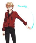  barnaby_brooks_jr blonde_hair character_name glasses green_eyes male necco12 short_hair simple_background solo teenage tiger_&amp;_bunny white_background young 
