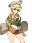  blonde_hair breasts clarissa_arwin cleavage coat drawfag dummy04 feathers gloves green_eyes hairband hat legs long_hair naso4 payot scarf scroll short_shorts shorts solo thigh-highs thighhighs white_background wild_arms wild_arms_xf 