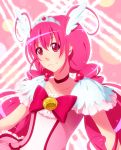  1girl bow choker cure_happy frills head_wings highres hoshizora_miyuki long_hair magical_girl pink pink_eyes pink_hair precure ribbon smile smile_precure! solo tiara twintails 