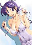  :p breasts cleavage clothed_navel halterneck highres large_breasts naoyuki payot purple_eyes purple_hair solo super_robot_wars super_robot_wars_the_lord_of_elemental tongue violet_eyes xenia_grania_bilseia 