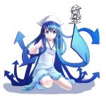  blue_hair dress hat ikamusume long_hair shinryaku!_ikamusume takayu tentacle_hair 