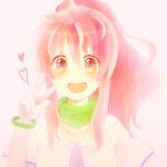  arche_klein bracelet gloves harucabet heart jewelry long_hair pink_eyes pink_hair scarf smile solo tales_of_(series) tales_of_phantasia v 