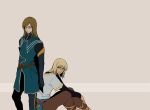  blonde_hair blue_eyes brown_hair glasses jade_curtiss male multiple_boys pants peony_ix red_eyes short_over_long_sleeves tales_of_(series) tales_of_the_abyss tsukiko_(doll_house) uniform 