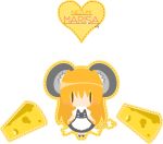  alice4127 animal_ears bangs blonde_hair blush_stickers character_name cheese chibi kemonomimi_mode kirisame_marisa long_hair mouse_ears mouse_tail no_mouth no_nose orange_hair simple_background solo standing tail tail_bow touhou white_background |_| 