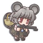  animal_ears basket chibi dowsing_rod dress grey_hair jewelry lowres mouse_ears mouse_tail nazrin onmitsu_doushin_a pendant red_eyes short_hair solo tail touhou 