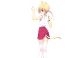  animal_ears blonde_hair catgirl fang ite_fuji nopan original tail thigh-highs thighhighs white 