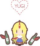  alice4127 blonde_hair bottle chibi horn hoshiguma_yuugi long_hair sakazuki sake_bottle solo touhou 