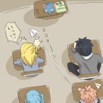  erinan fairy_tail gray_fullbuster happy_(fairy_tail) juvia_loxar lucy_heartfilia natsu_dragneel paper_airplane translation_request 