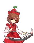  alphes_(style) brown_hair hat instrument keyboard_(instrument) lyrica_prismriver open_mouth parody rararatolololo shooting_star short_hair smile solo style_parody touhou transparent_background 