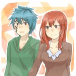  blush brown_eyes couple erinan erza_scarlet fairy_tail jellal_fernandes red_hair redhead smile tattoo 