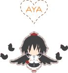  alice4127 bird black_hair chibi crow shameimaru_aya short_hair solo touhou wings 