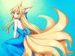  blonde_hair blue_eyes fox_ears fox_tail konshin long_hair multiple_tails original tail 