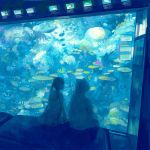  aquarium bad_id bear blue bubble fish nomiya nomiya_(no_38) original sitting twintails water 