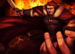  armor beard cape facial_hair fate/stay_night fate/zero fate_(series) highres hitoto male manly perspective red_eyes red_hair redhead rider_(fate/zero) short_hair solo sword weapon 