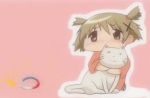  animated animated_gif cat fireworks hair_ornameint hidamari_sketch hug japanese_clothes kimono lowres nyanta yukata yuno 