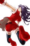  long_hair momoca open_mouth perspective purple_eyes purple_hair santa_costume shorts thigh-highs thighhighs violet_eyes working!! yamada_aoi 