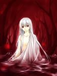  1boy androgynous fhalei highres long_hair male original red red_eyes solo very_long_hair water white_hair 