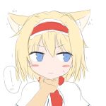  alice_margatroid animal_ears blonde_hair blue_eyes blush cat_ears chin_stroking chin_tickle hairband hand_to_chin kemonomimi_mode looking_away petting shize_(coletti) short_hair solo touhou wavy_mouth xyxy0707 