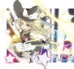  blonde_hair bow braid gloves hair_bow hat kirisame_marisa long_hair open_mouth outstretched_arms rai_(3stone) smile solo spread_arms star touhou witch witch_hat yellow_eyes 