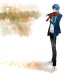  blue_eyes blue_hair c_kago instrument kaito male scarf solo violin vocaloid 