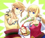  blue_eyes bracelet earrings firmicus groose jewelry link long_hair nintendo pointing pointy_ears princess_zelda red_hair redhead skyward_sword smile the_legend_of_zelda yellow_eyes zelda 