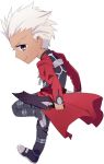  archer chibi cloak dameaki dark_skin fate/stay_night fate_(series) grey_eyes kanshou_&amp;_bakuya male solo sword weapon white_hair 