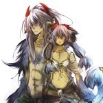  1girl animal_ears anthro copyright_request fujiwara_akina furry girl horns jewelry long_hair male red_eyes silver_hair solo tail 