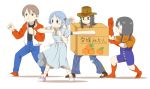  aioi_yuuko alternate_costume cowboy_hat fighting_stance hat mihune minakami_mai naganohara_mio nichijou shinonome_nano 