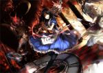  alice:_madness_returns alice_(wonderland) alice_in_wonderland american_mcgee's_alice apron black_hair bone checkered checkered_floor club dress green_eyes h2so4kancel highres knife long_hair multiple_girls open_mouth pantyhose pocket_watch watch weapon 