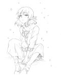  :t bad_id dress face mizuhashi_parsee monochrome pointy_ears pout pouting scarf short_hair sitting sketch solo touhou ume_(plumblossom) 