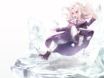  :&lt; blush boots coat fate/stay_night fate/zero fate_(series) haku_(sinsifuku2) highres ice illyasviel_von_einzbern long_hair open_mouth pants red_eyes scarf silver_hair solo tripping white_hair winter_clothes 