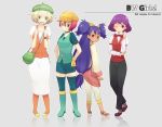  aina123 bag bel_(pokemon) beret big_hair blonde_hair blue_eyes blue_hair cabbie_hat cabernet_(pokemon) choker fingerless_gloves formal gloves green_eyes handbag hat iris_(pokemon) langley_(pokemon) long_skirt multiple_girls pant_suit pantyhose pokemon pokemon_(anime) pokemon_(game) pokemon_black_and_white pokemon_bw purple_hair short_hair shorts skirt suit thigh-highs thighhighs title_drop vest zettai_ryouiki 