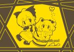  8000 bow bucket butterfly chibi girl_in_bucket hair_bobbles hair_bow hair_ornament in_bucket in_container kisume kurodani_yamame monochrome multiple_girls open_mouth ponytail short_hair smile touhou twintails yellow 