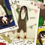  black_hair brown_eyes jacket k-on! long_hair mxnxm nakano_azusa overalls photo_(object) twintails 