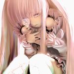  2girls bare_shoulders blonde_hair doll doll_joints eyepatch flower frills hands_on_own_chest ishikkoro kirakishou long_hair monochrome multiple_girls pink_hair rozen_maiden solo thighhighs twintails very_long_hair yellow_eyes 
