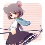  animal_ears capelet child dowsing_rod dress grey_hair jewelry lace mouse_ears mouse_tail nazrin outstretched_arms pendant red_eyes sayuri_(xxxsayurixxx) short_hair simple_background solo spread_arms tail touhou 