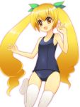  brown_eyes long_hair maron_(1212ama) one-piece_swimsuit poet_(pop'n_music) pop&#039;n_music pop'n_music school_swimsuit swimsuit twintails 