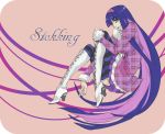  boots character_name cross-laced_footwear den_(0nov25) engrish hairband high_heel_boots high_heels knee_boots long_hair panty_&amp;_stocking_with_garterbelt ranguage ribbon shoes solo stocking_(psg) thighhighs 