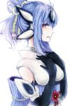  blue_hair breasts bust cropped elbow_gloves gloves hair_bun hands_on_own_chest japanese_clothes kimono kos-mos looking_at_viewer shino_haruto simple_background sketch solo white_background xenosaga xenosaga_episode_iii 
