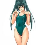  blacksain competition_swimsuit derivative_work glasses green_eyes green_hair hatsune_miku long_hair one-piece_swimsuit photoshop swimsuit tattoo twintails vocaloid 