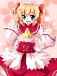  :d ascot bad_id blonde_hair blue_eyes fang highres kuromari_(runia) maid_headdress open_mouth short_twintails smile solo sunny_milk touhou twintails 