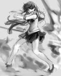  bishoujo_senshi_sailor_moon clenched_hand elbow_gloves explosion fist gloves hino_rei long_hair magical_girl monochrome pas_(paxiti) pose sailor_mars sketch skirt solo 