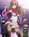  blue_eyes bruise cape dragon_quest dragon_quest_ii dress gloves goggles harumi_chihiro injury long_hair open_mouth prince_of_lorasia prince_of_samantoria princess_of_moonbrook staff thigh-highs thighhighs 