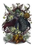 antennae cape fork green_hair highres insect kuuneru lamp plate solo touhou wings wriggle_nightbug 