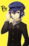  androgynous bad_id blue_eyes blue_hair cabbie_hat female hat houndstooth moonku persona persona_4 reverse_trap school_uniform shirogane_naoto short_hair smile solo tomboy 